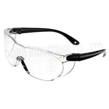 One piece wraparound spectacles with side shields