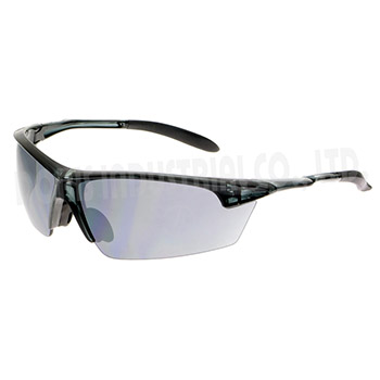 Stylish half-frame safety eyewear with translucent frame and temples
